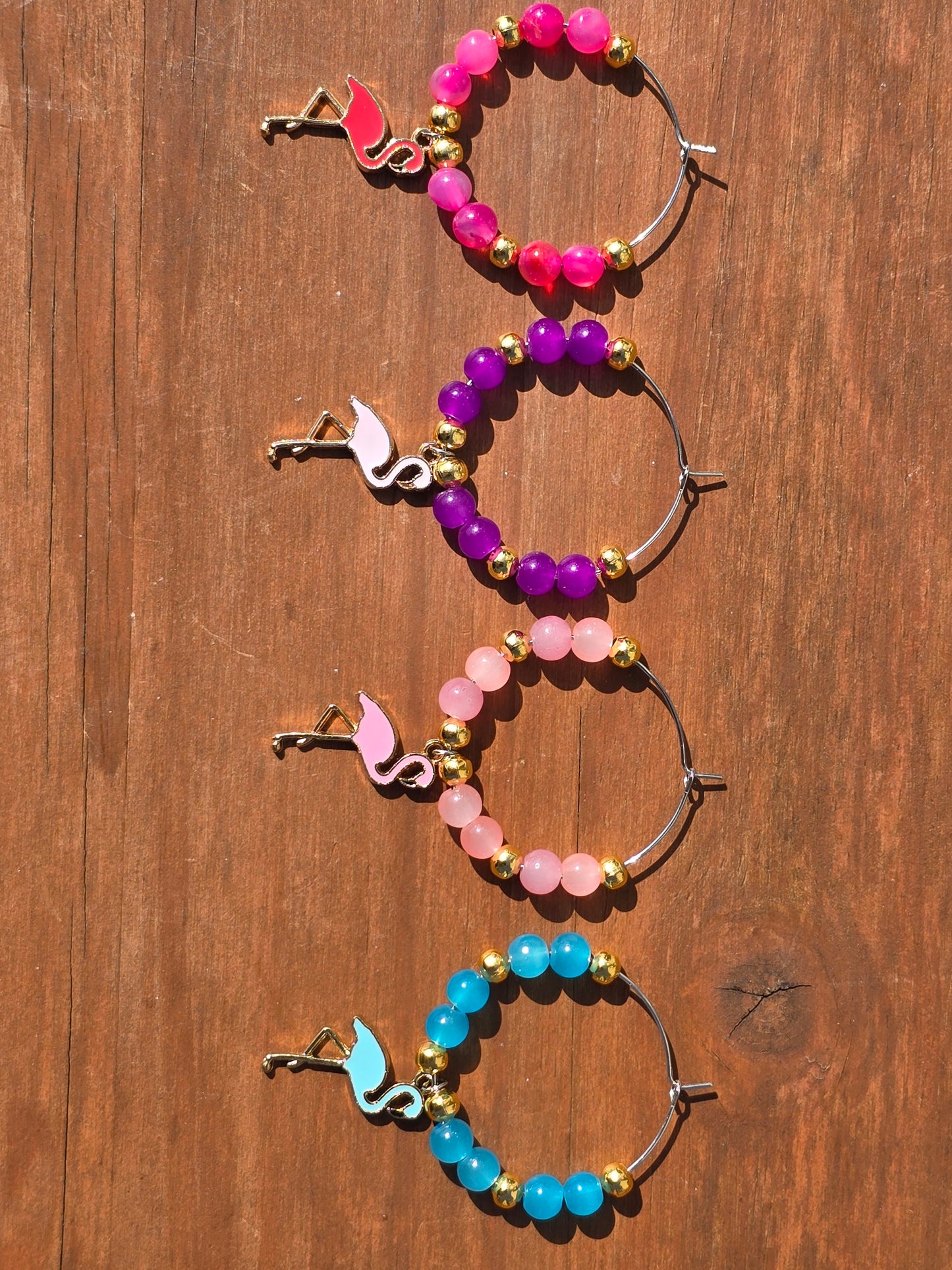 Flamingo Beaded Wine Charms - Drinks charms for wine / cocktail glasses