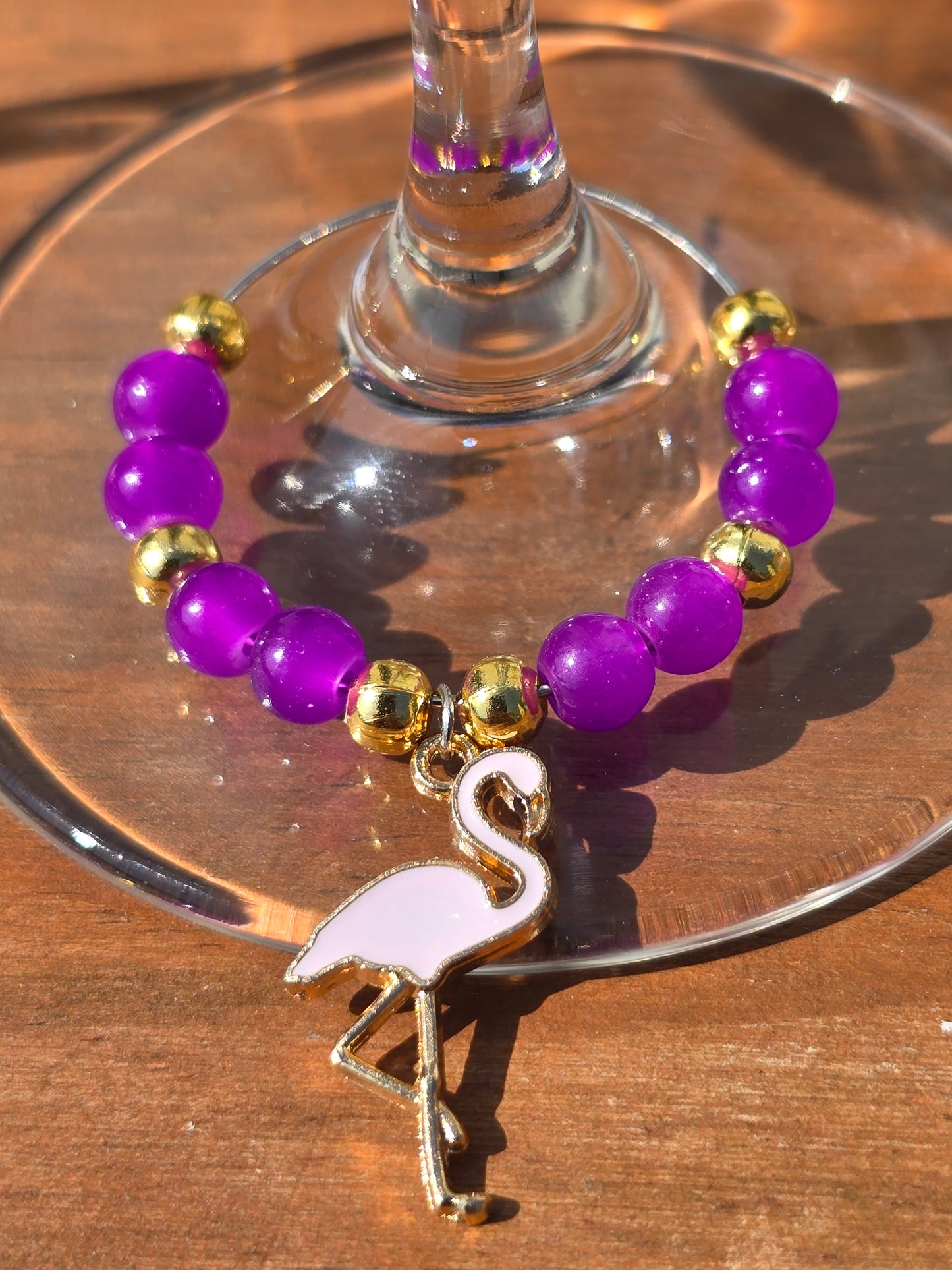 Flamingo Beaded Wine Charms - Drinks charms for wine / cocktail glasses