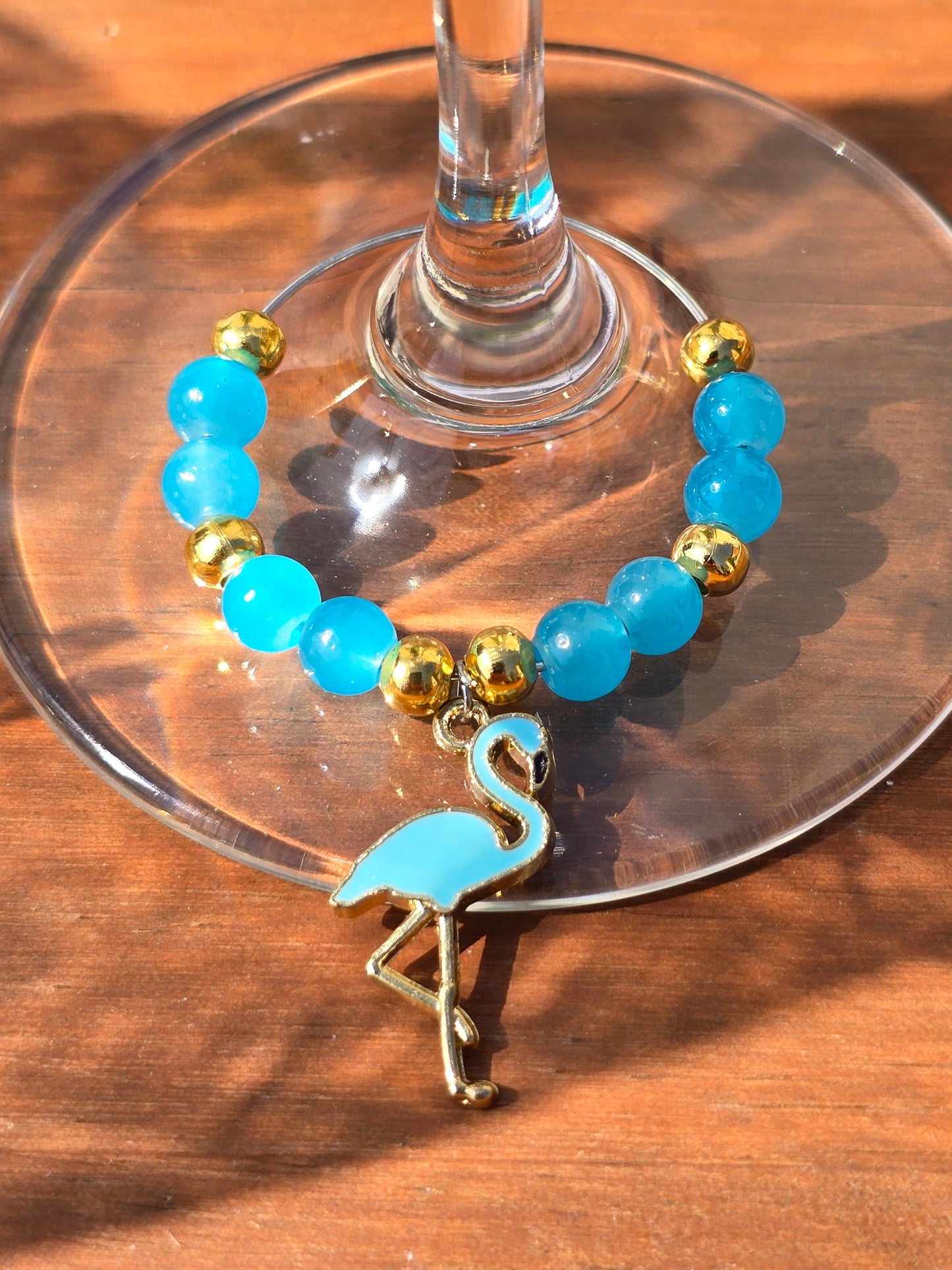 Flamingo Beaded Wine Charms - Drinks charms for wine / cocktail glasses