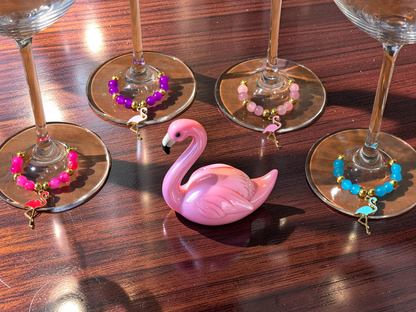 Flamingo Wine Glass Charms - Stylish Drinks Charms for Wine and Cocktail Glasses