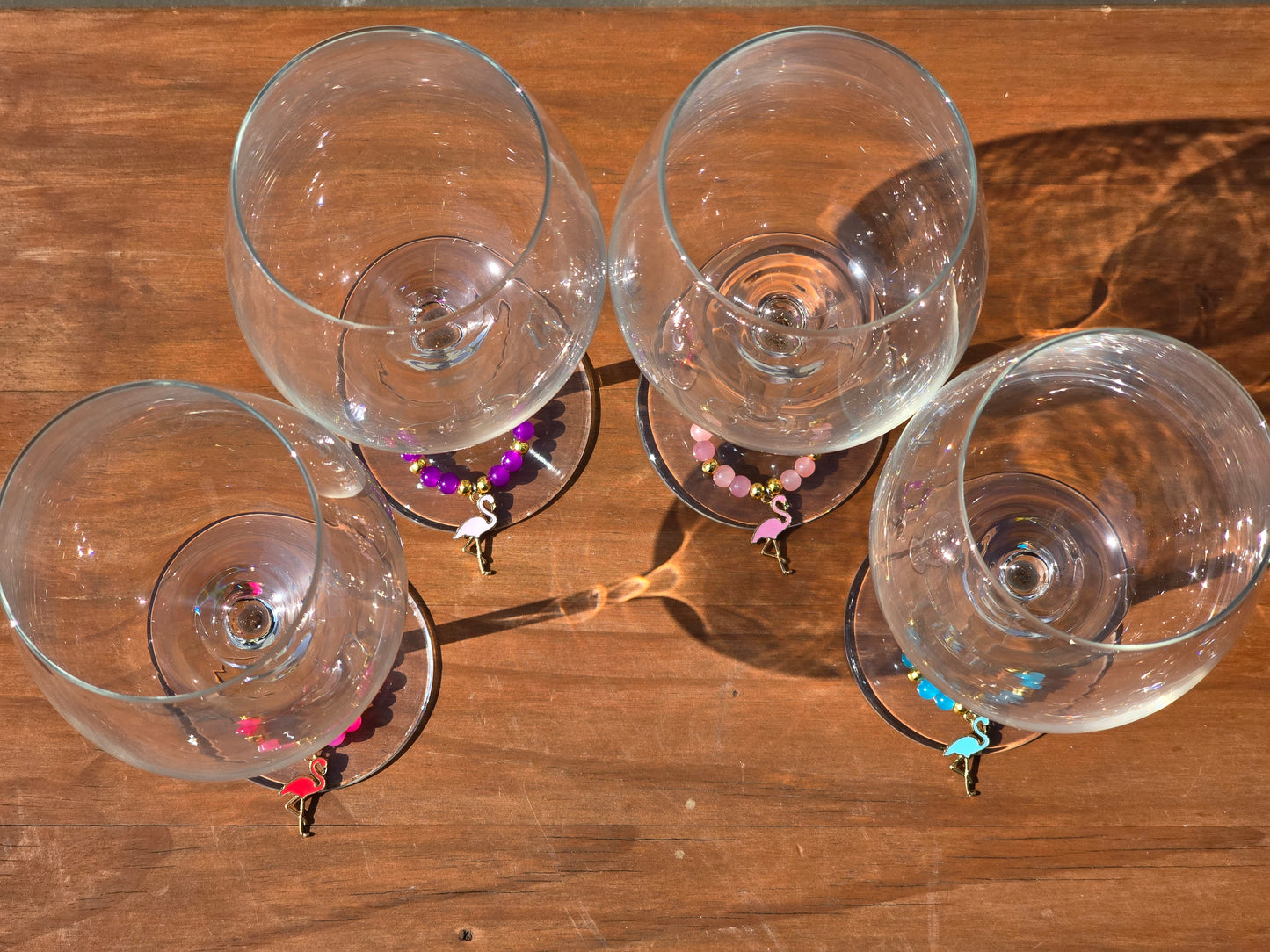 Flamingo Beaded Wine Charms - Drinks charms for wine / cocktail glasses