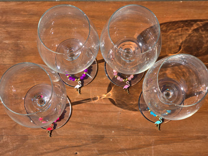 Flamingo Beaded Wine Charms - Drinks charms for wine / cocktail glasses