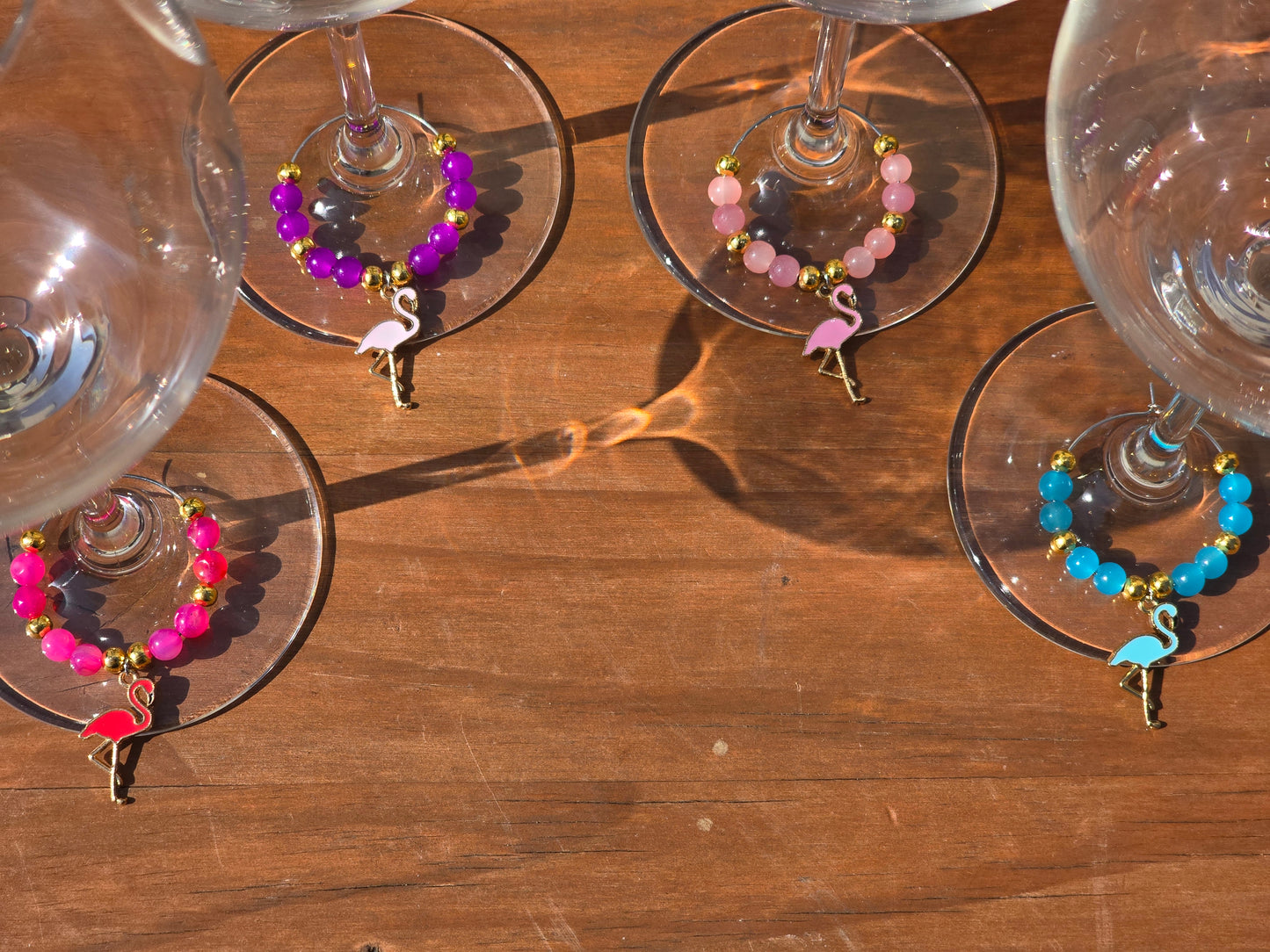 Flamingo Beaded Wine Charms - Drinks charms for wine / cocktail glasses