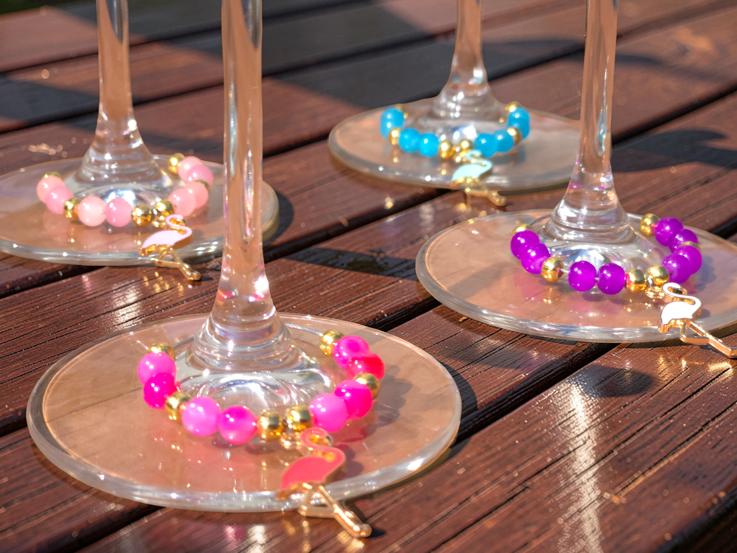 Flamingo Wine Glass Charms - Stylish Drinks Charms for Wine and Cocktail Glasses