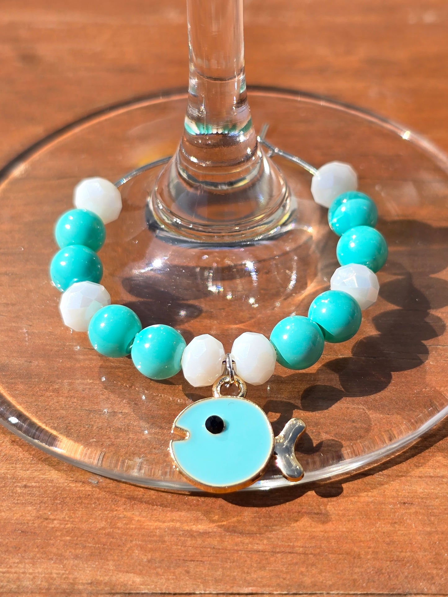 Ocean Theme Enamel Wine Glass Charms - 4 pack drinks decorations with various ocean charms