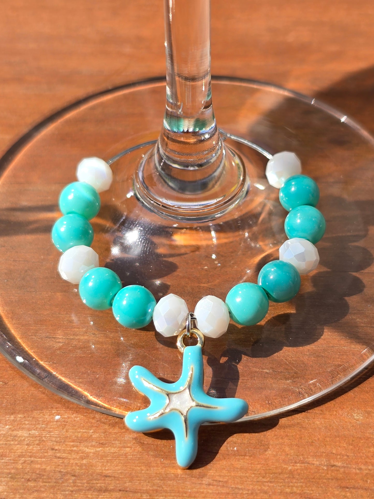 Ocean Theme Enamel Wine Glass Charms - 4 pack drinks decorations with various ocean charms