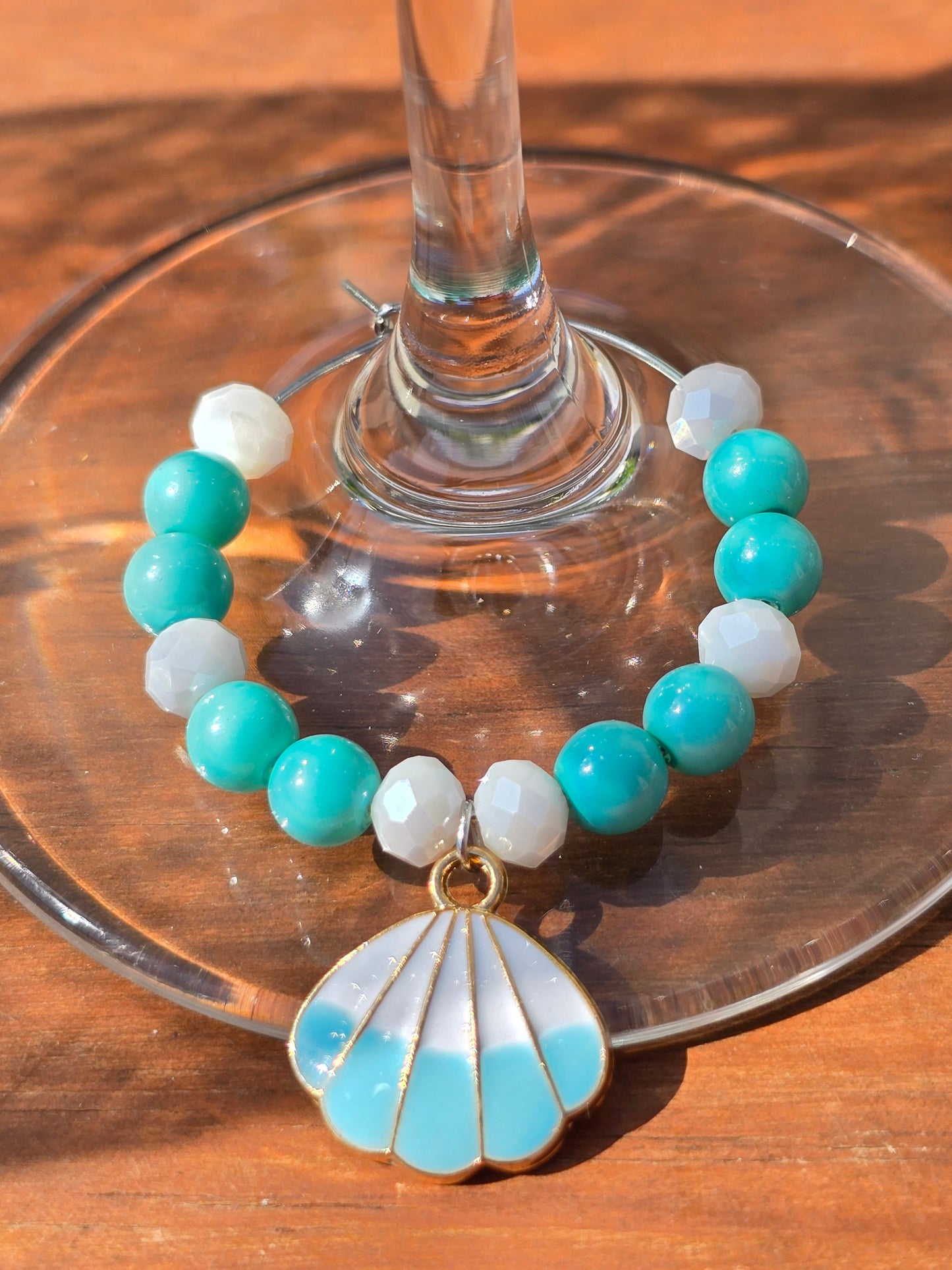 Ocean Theme Enamel Wine Glass Charms - 4 pack drinks decorations with various ocean charms