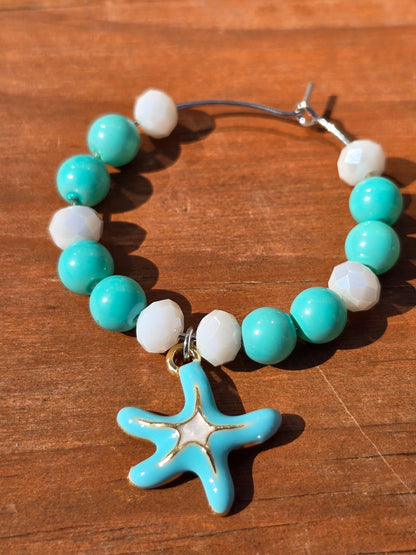 Ocean Theme Enamel Wine Glass Charms - 4 pack drinks decorations with various ocean charms
