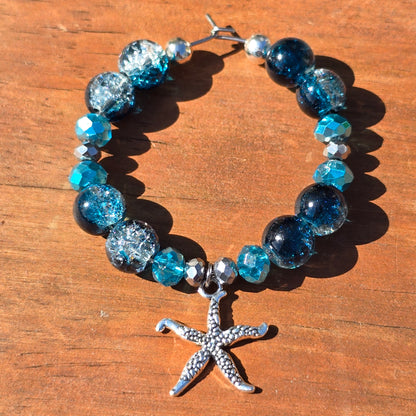 Ocean animal glass charm - blue glass beaded wine charms