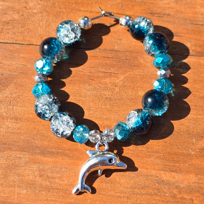 Ocean animal glass charm - blue glass beaded wine charms
