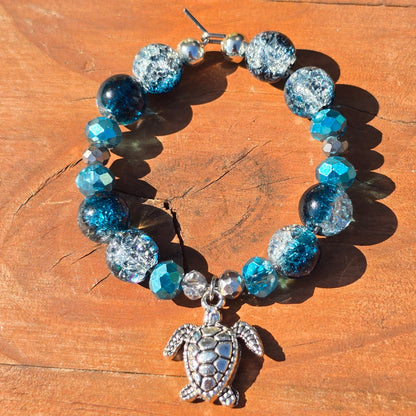 Ocean animal glass charm - blue glass beaded wine charms