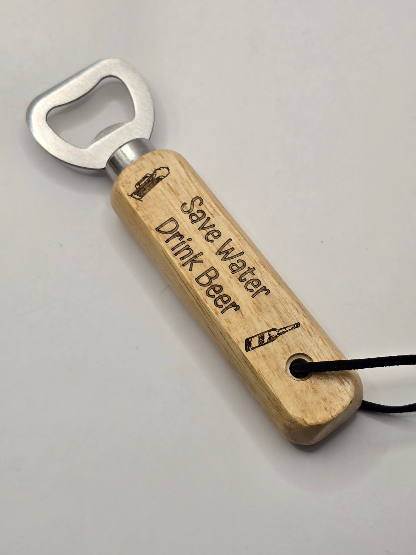 Personalised Bottle Opener and Wooden Coaster Set