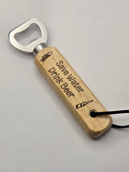 Personalised Bottle Opener and Wooden Coaster Set