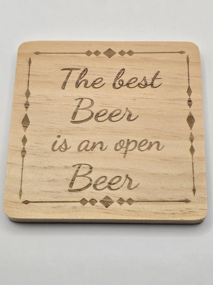 Personalised Bottle Opener and Wooden Coaster Set