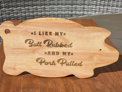 Piggy Chopping board - Funny engraved pig shaped chopping / BBQ serving board