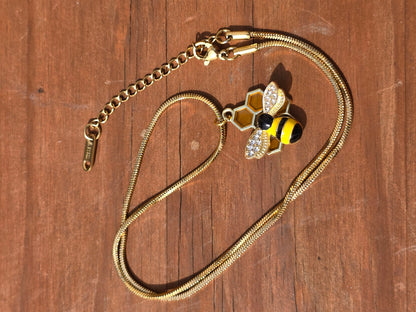 Bee and Honeycomb Necklace and Earring Set - Handmade Bumble bee necklace and honeycomb earrings