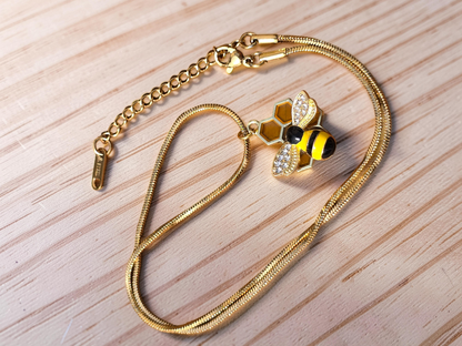 Bee Necklace and Earring Set - Handmade Bumble Bee Necklace with Honeycomb Earrings