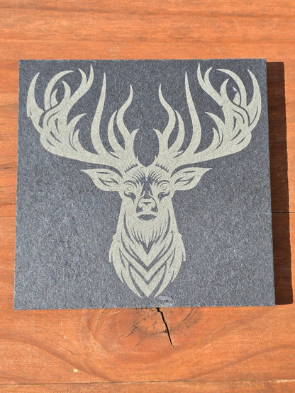Various Animal design slate coasters - Stag, Dragon, Bee, Cow, Lion, Giraffe, Elephant