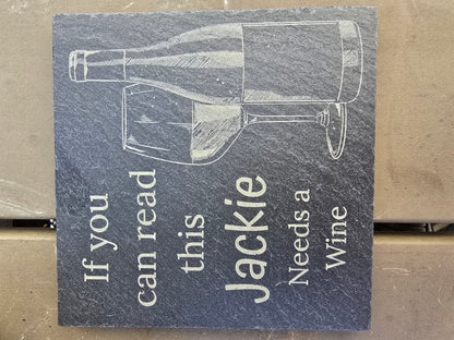 Personalised slate coaster - Personalised drinks mat gift for wine lovers