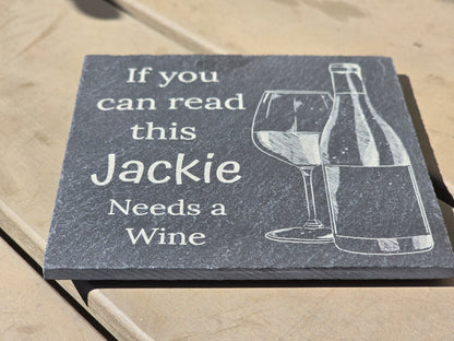 Personalised slate coaster - Personalised drinks mat gift for wine lovers