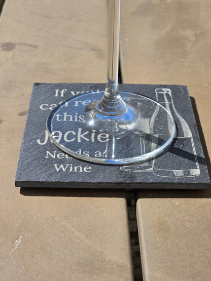 Personalised slate coaster - Personalised drinks mat gift for wine lovers