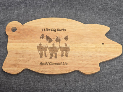 Piggy Chopping board - Funny engraved pig shaped chopping / BBQ serving board