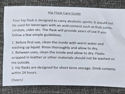 Engraved stainless steel 6oz hipflask - Spirit / Liquor flask with various designs - With Gift Box