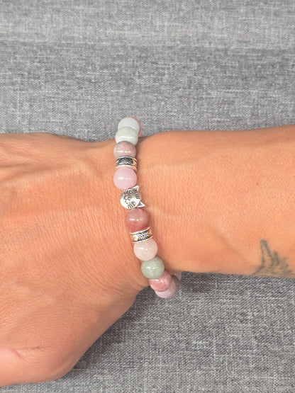 Cat theme elasticated beaded bracelet - 6.25 inch bracelet for kids and adults