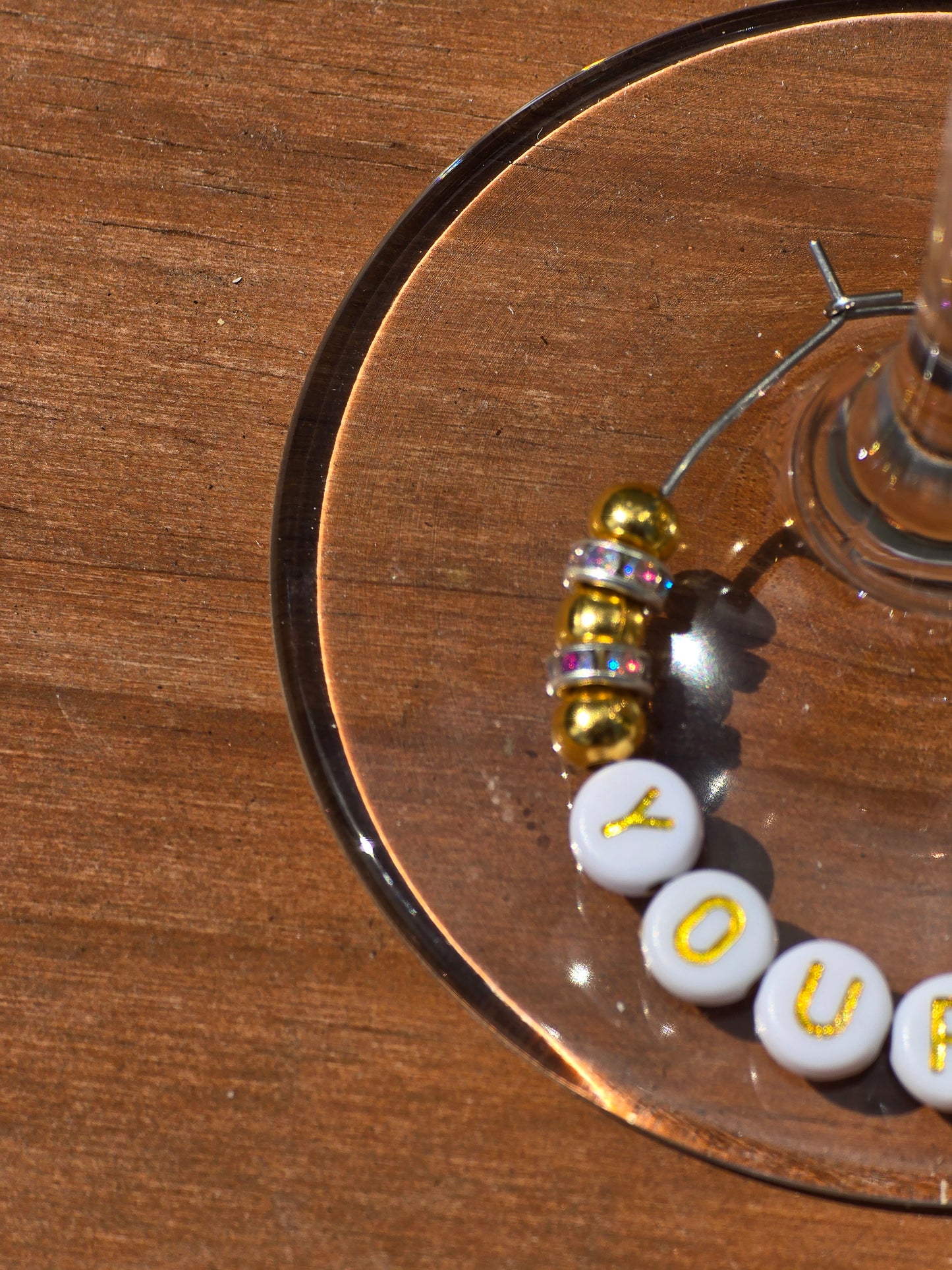 Personalised Wine Glass Charms - Gold and white design with [your name]