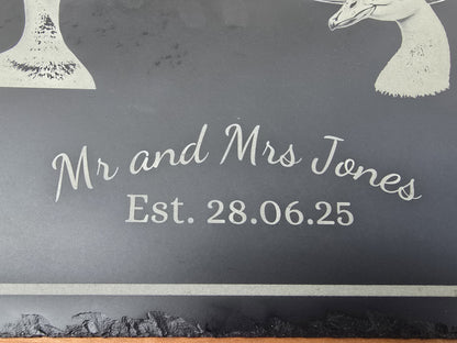 Personalised "Mr & Mrs" Duck Slate Serving Platter - Cheese / Charcuterie Board