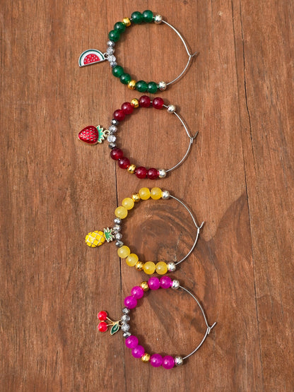 Sparkling Fruit Wine Glass Charms - Set of 4 Drink Identifiers