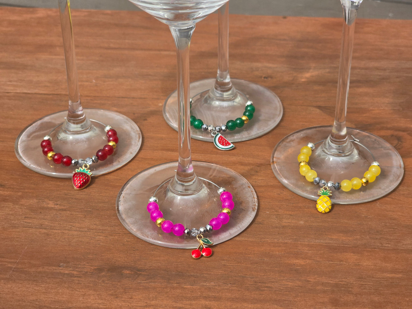Sparkling Fruit Wine Glass Charms - Set of 4 Drink Identifiers