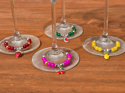 Sparkling Fruit Wine Glass Charms - Set of 4 Drink Identifiers