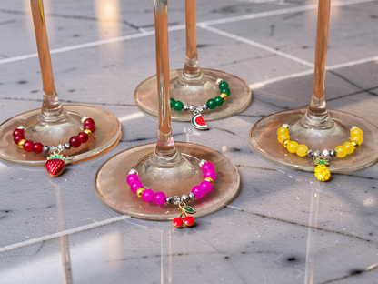 Sparkling Fruit Wine Glass Charms - Set of 4 Drink Identifiers