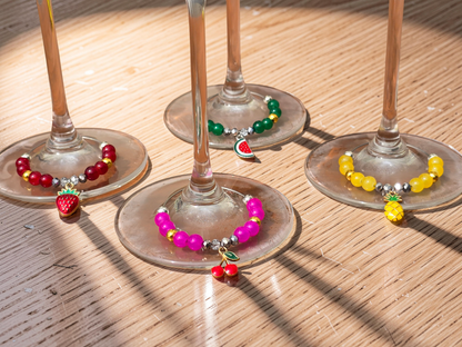 Sparkling Fruit Wine Glass Charms - Set of 4 Drink Identifiers