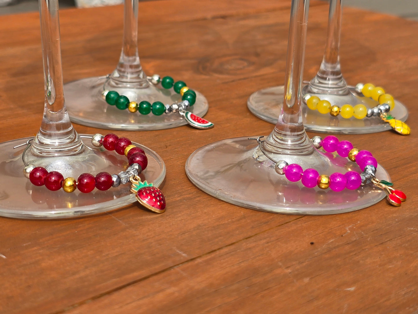 Sparkling Fruit Wine Glass Charms - Set of 4 Drink Identifiers