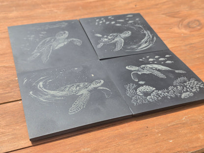 Sea Turtle Slate Coasters - 4 pack contemporary drinks coasters