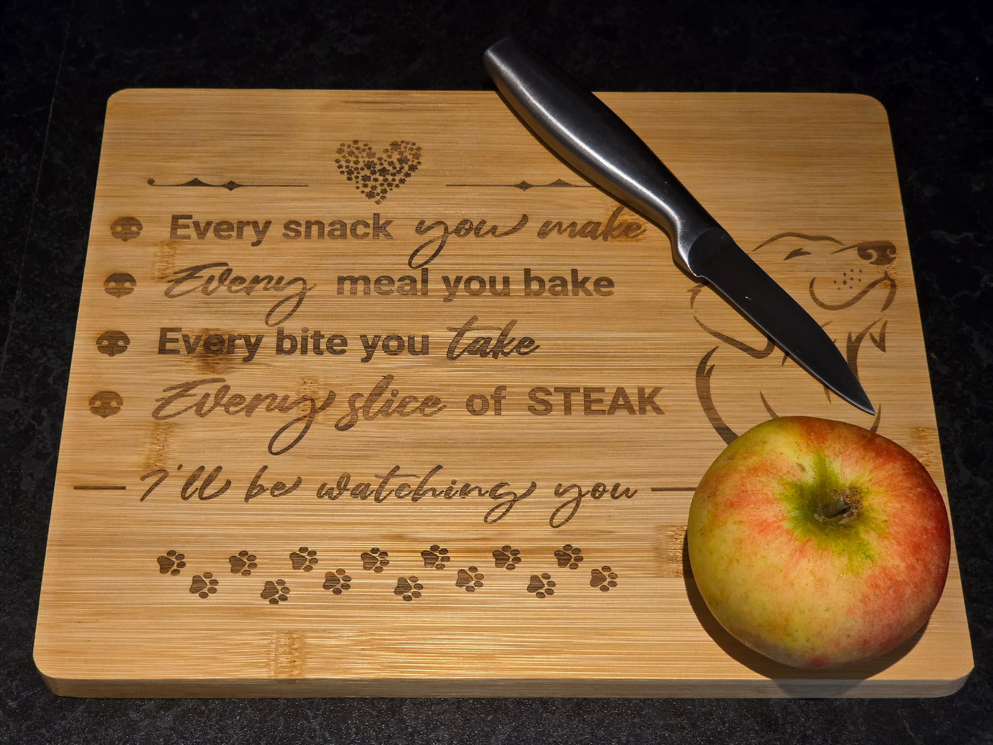 Every snack you make chopping board - Doggy themed bamboo cutting board