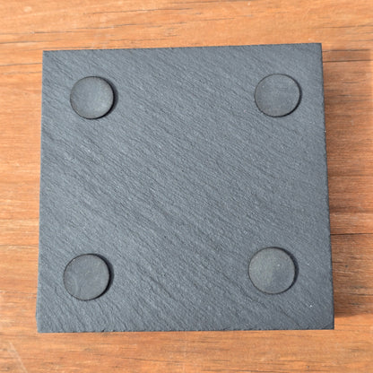 Cat Slate Coaster Set - 4 pack of etched cat design 10cm drinks mats