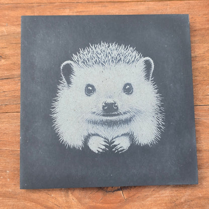 Hedgehog Slate Coaster Set - 4 pack drinks mat set