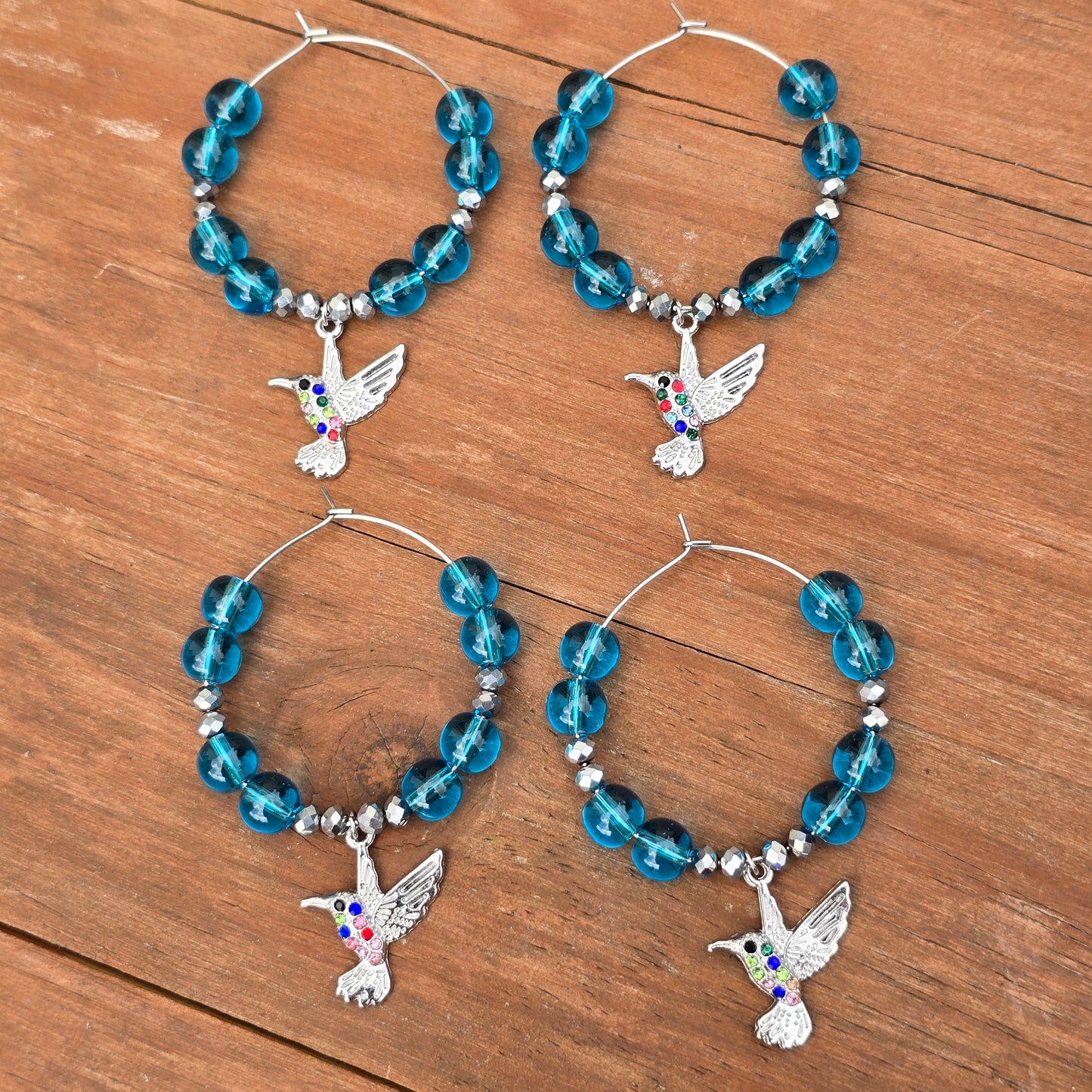 Hummingbird Wine Glass Charms - Pack of 4 drinks markers