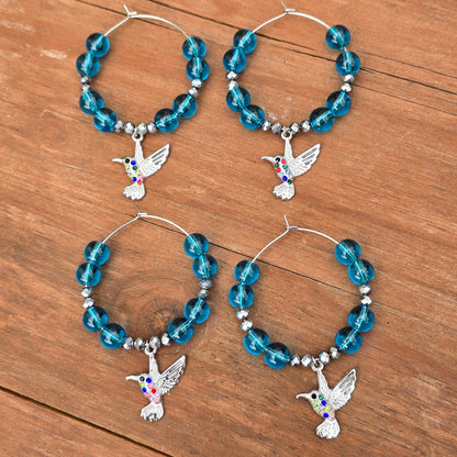 Hummingbird Wine Glass Charms - Pack of 4 drinks markers