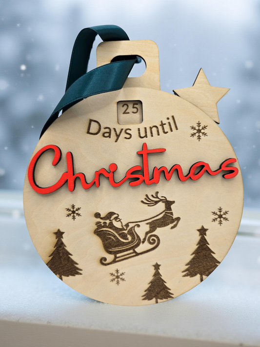 Handmade Christmas Countdown Bauble - Wooden Decretive Decoration