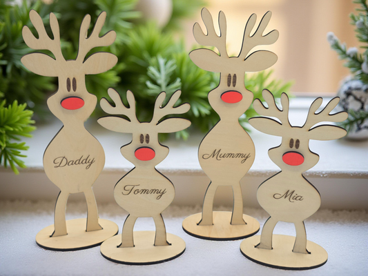 Reindeer Family Set 2 adults + Kids - Personalised Christmas Decorations