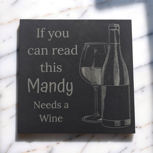 Personalised Wine Coaster - Custom Slate Drinks Mat Gift for Wine Lovers