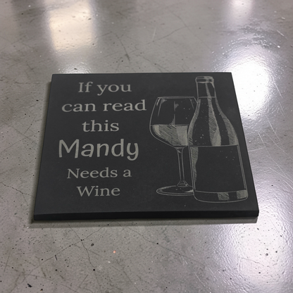 Personalised Wine Coaster - Custom Slate Drinks Mat Gift for Wine Lovers