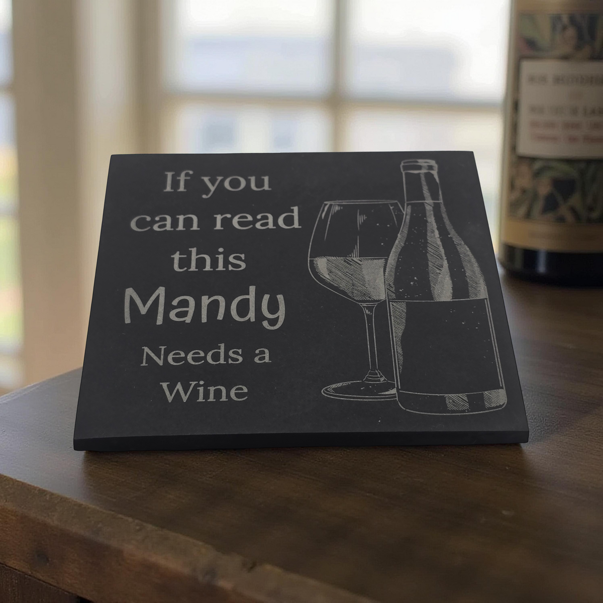 Personalised Wine Coaster - Custom Slate Drinks Mat Gift for Wine Lovers