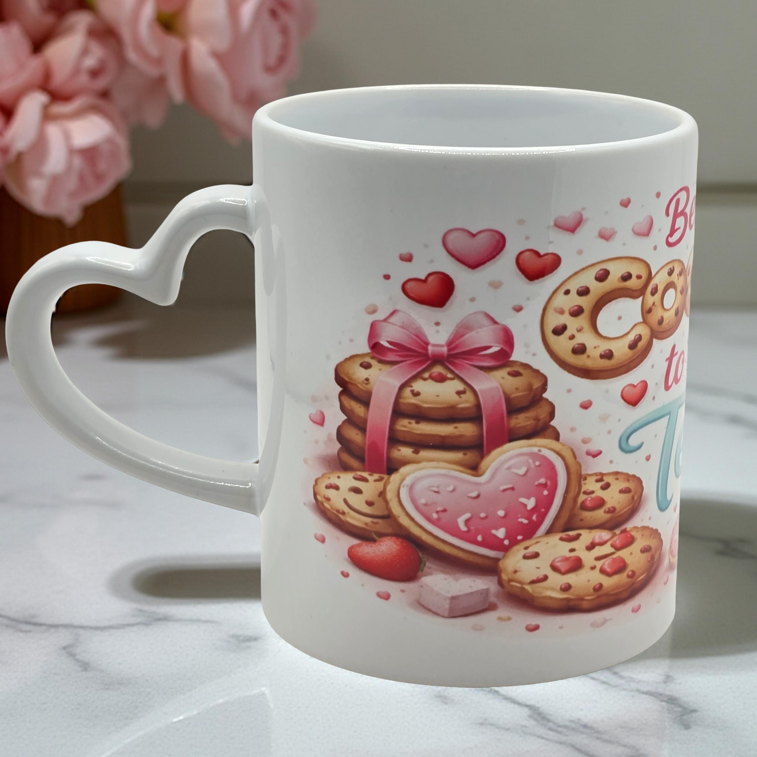 Be My Cookie to My Tea- Heart-Handle Mug ☕🍪