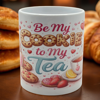 Be My Cookie to My Tea- Heart-Handle Mug ☕🍪