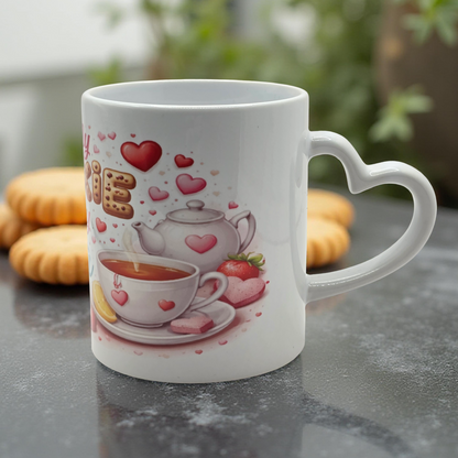 Be My Cookie to My Tea- Heart-Handle Mug ☕🍪